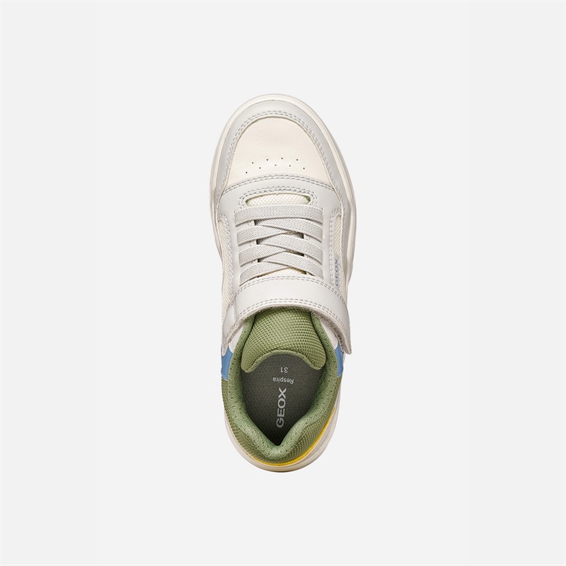 GEOX Junior Boys Perth Trainers Light Grey/Green Lt Grey/Green