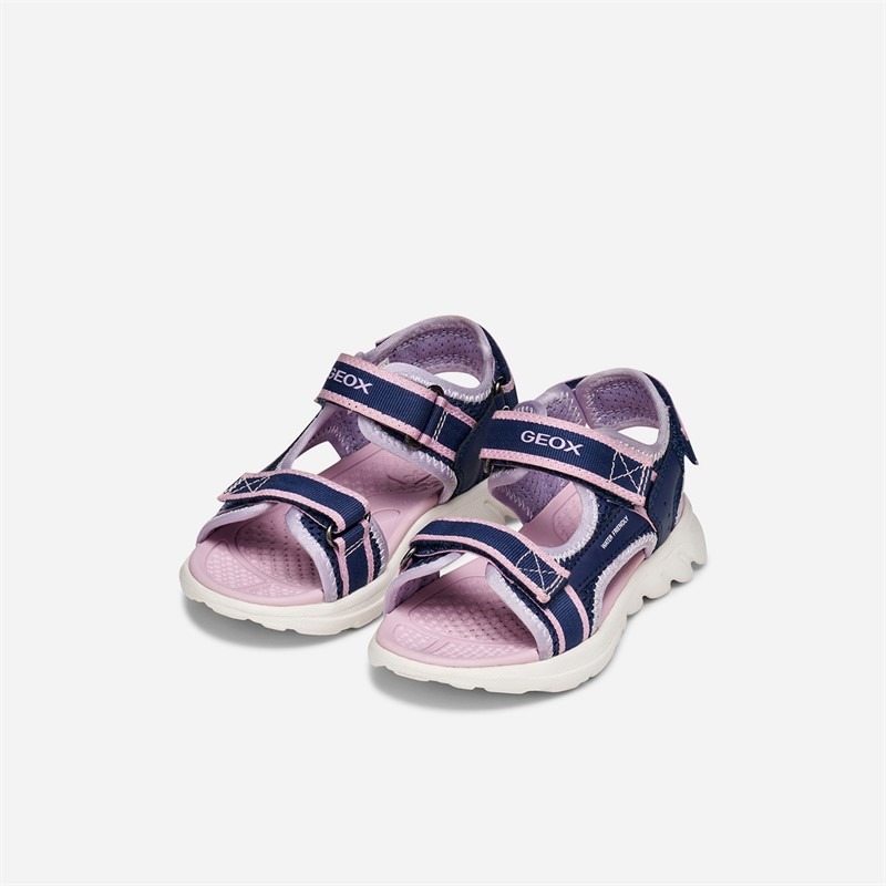 GEOX Girls Airadyum Ankle Strap Sandals Navy/Lilac