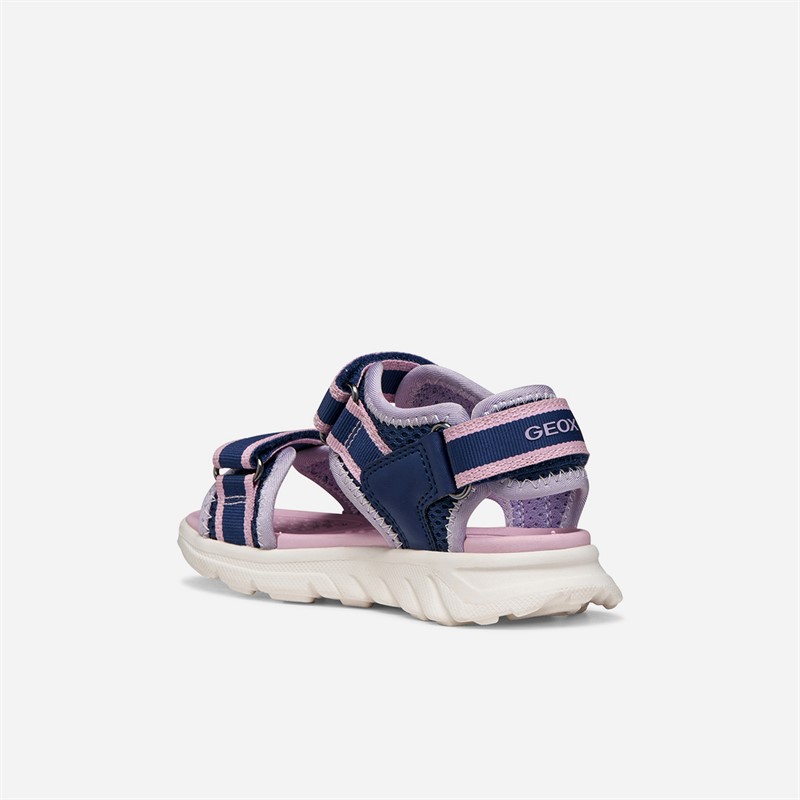 GEOX Girls Airadyum Ankle Strap Sandals Navy/Lilac