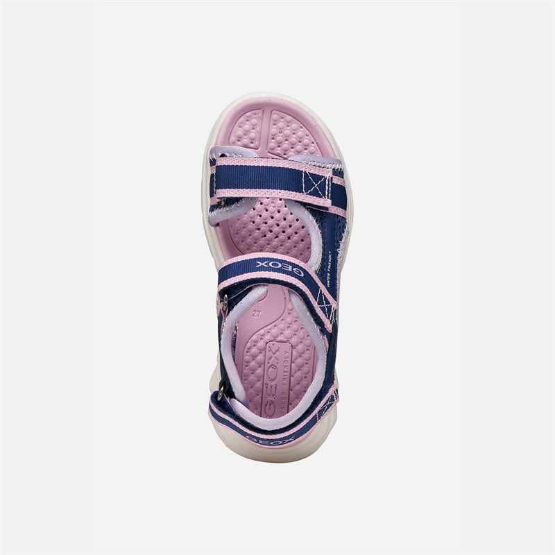 GEOX Girls Airadyum Ankle Strap Sandals Navy/Lilac