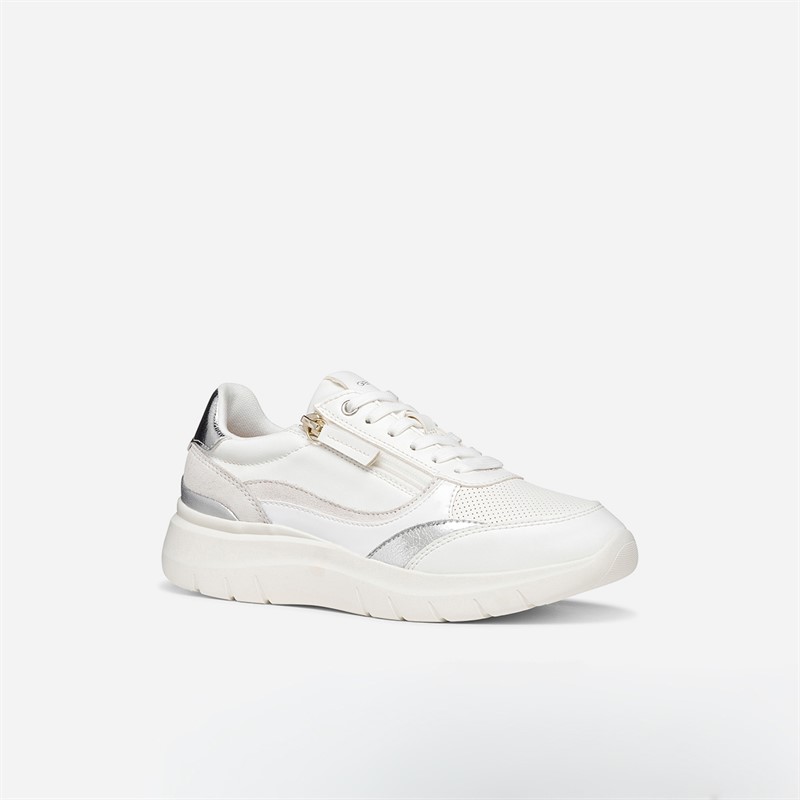 GEOX Womens Plummery Trainers White/Silver