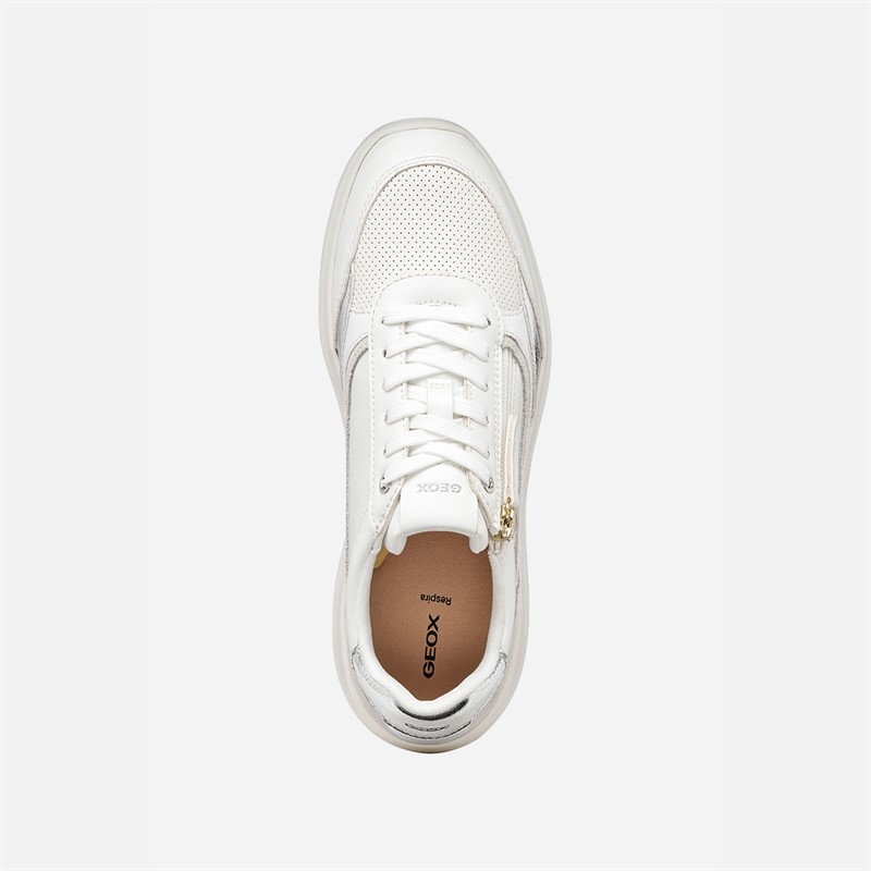 GEOX Womens Plummery Trainers White/Silver