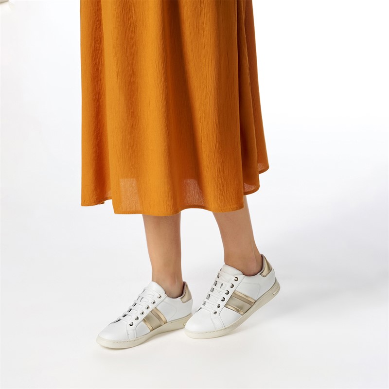 GEOX Womens Jaysen Trainers White/Light Gold White/Lt Gold