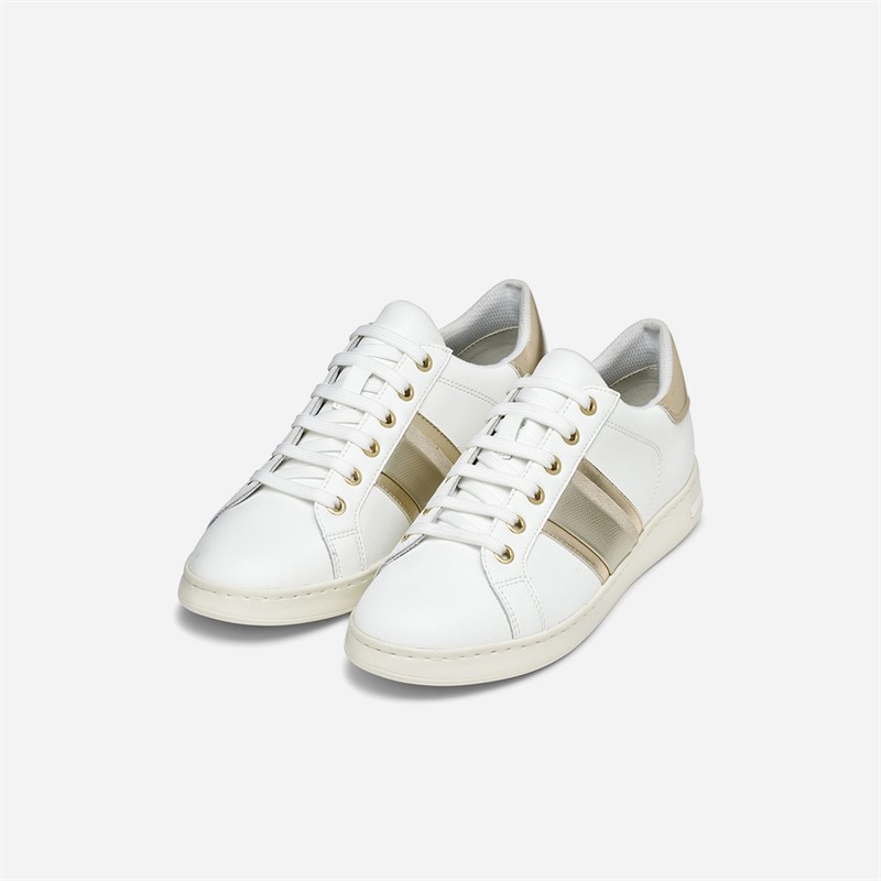GEOX Womens Jaysen Trainers White/Light Gold White/Lt Gold