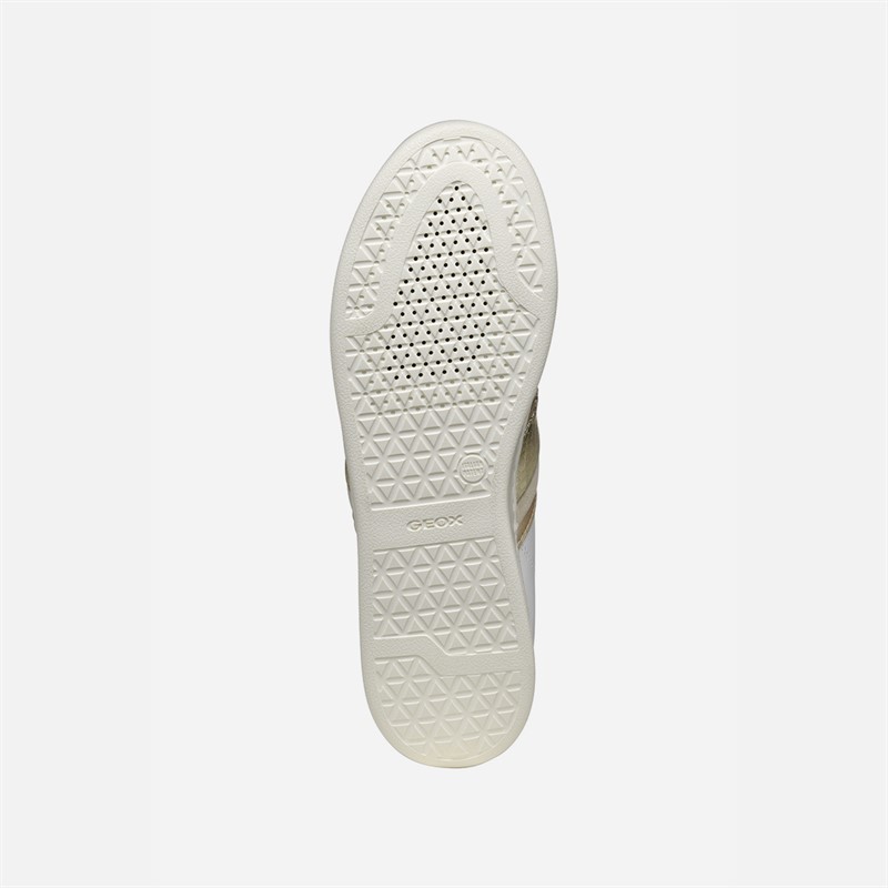GEOX Womens Jaysen Trainers White/Light Gold White/Lt Gold