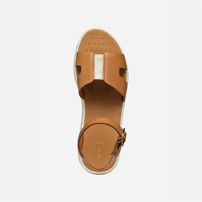 GEOX Womens Dandra Sandals Camel/Light Gold Camel/Lt Gold