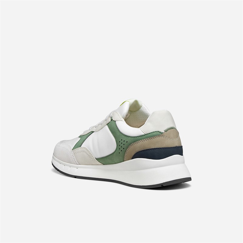 GEOX Mens Branthon Trainers White/Olive