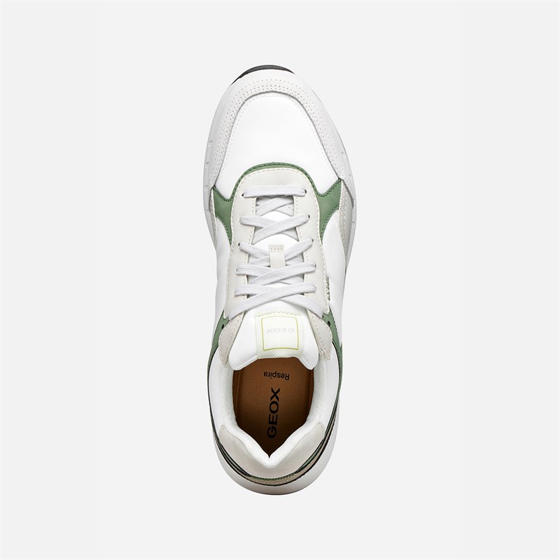 GEOX Mens Branthon Trainers White/Olive