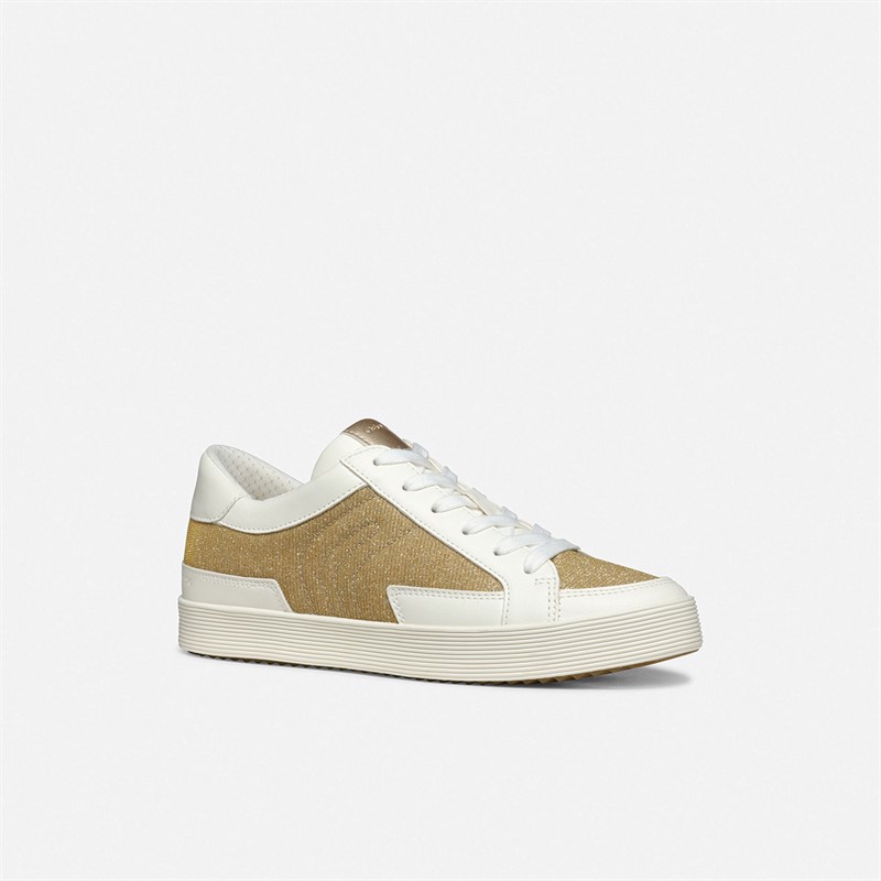 GEOX Dame Blomiee Metallic Trænere Lys Guld/Off White Lt Gold/Off White