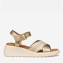 GEOX Damen Melciona Sandalen Hellgold/Papyrus Lt Gold/Papyrus