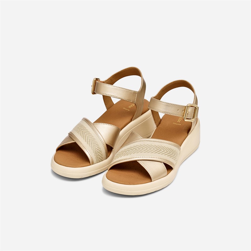 GEOX Damen Melciona Sandalen Hellgold/Papyrus Lt Gold/Papyrus
