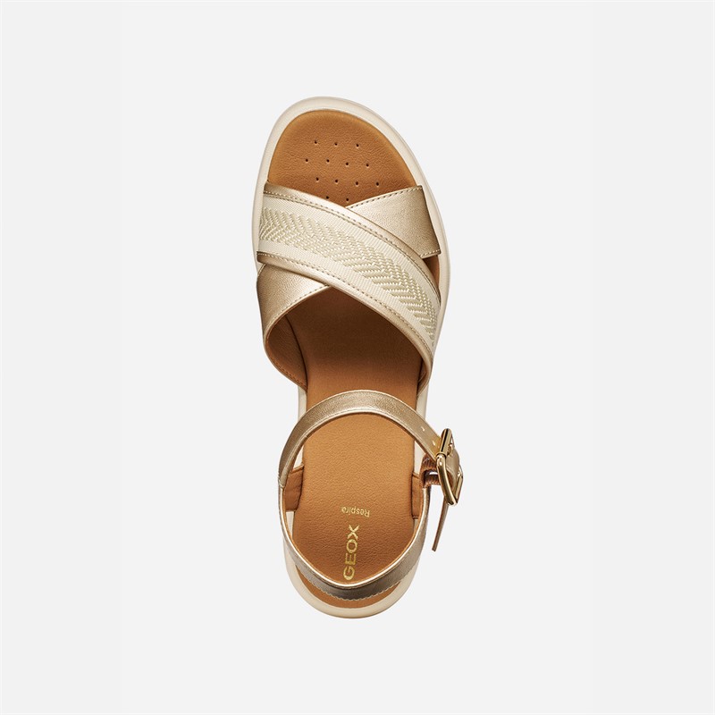 GEOX Damen Melciona Sandalen Hellgold/Papyrus Lt Gold/Papyrus
