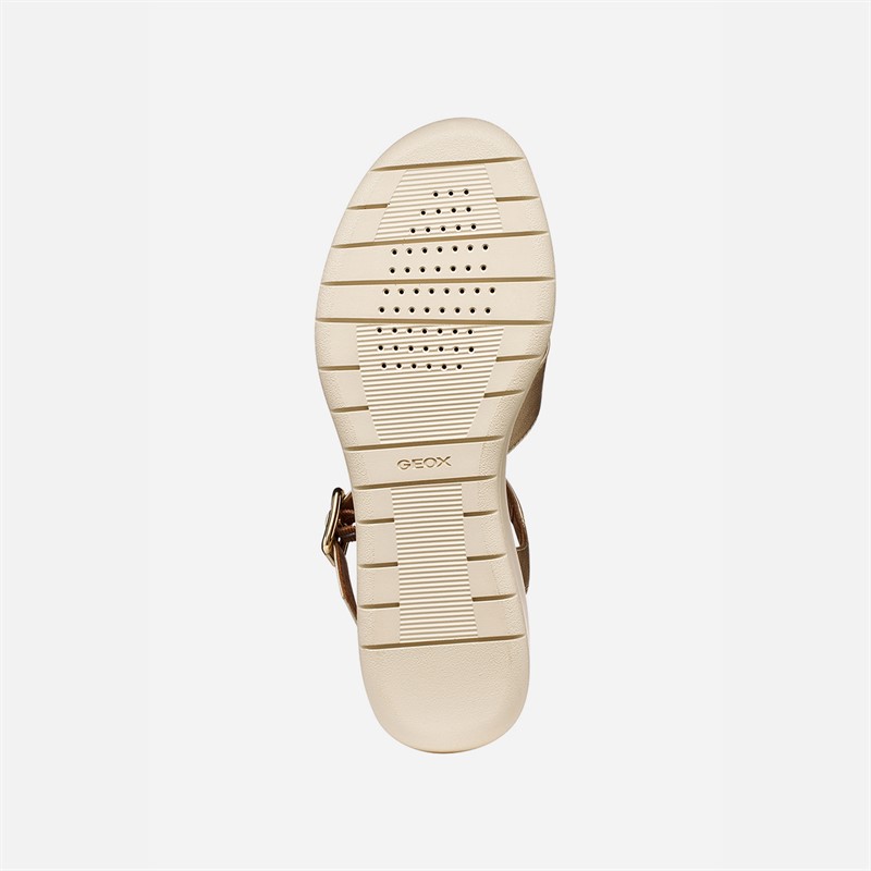 GEOX Damen Melciona Sandalen Hellgold/Papyrus Lt Gold/Papyrus