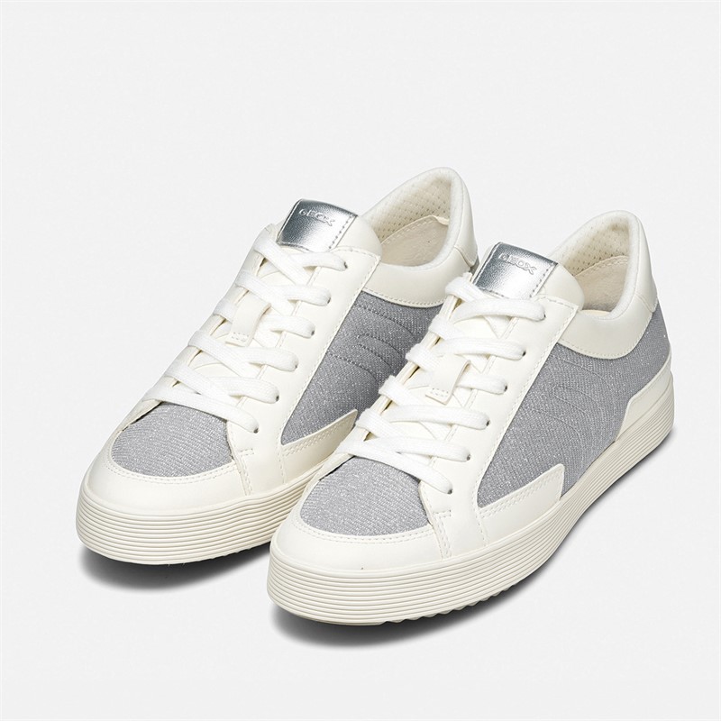 GEOX Dame Blomiee Metallic Træningssko Silver/Optic White