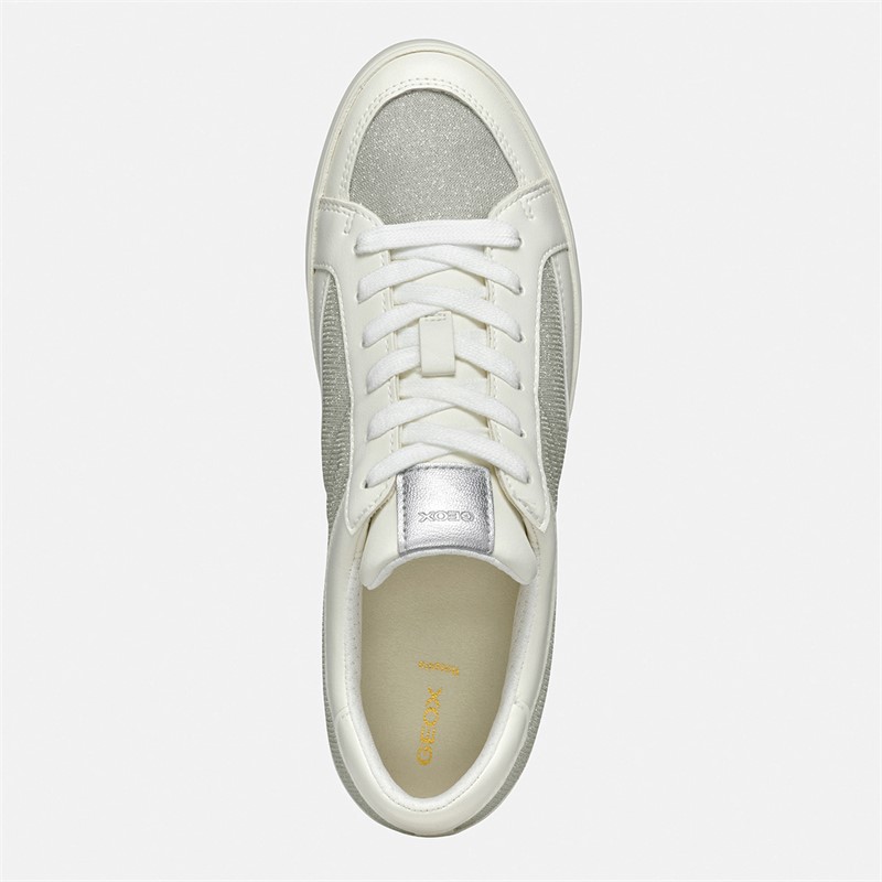 GEOX Dame Blomiee Metallic Træningssko Silver/Optic White