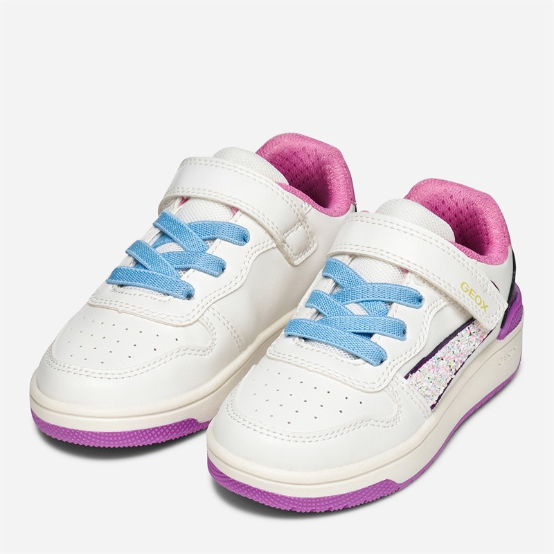 GEOX Kleinkind Mädchen Washiba Turnschuhe Weiß/Dunkelviolett Weiß/Dk Purple