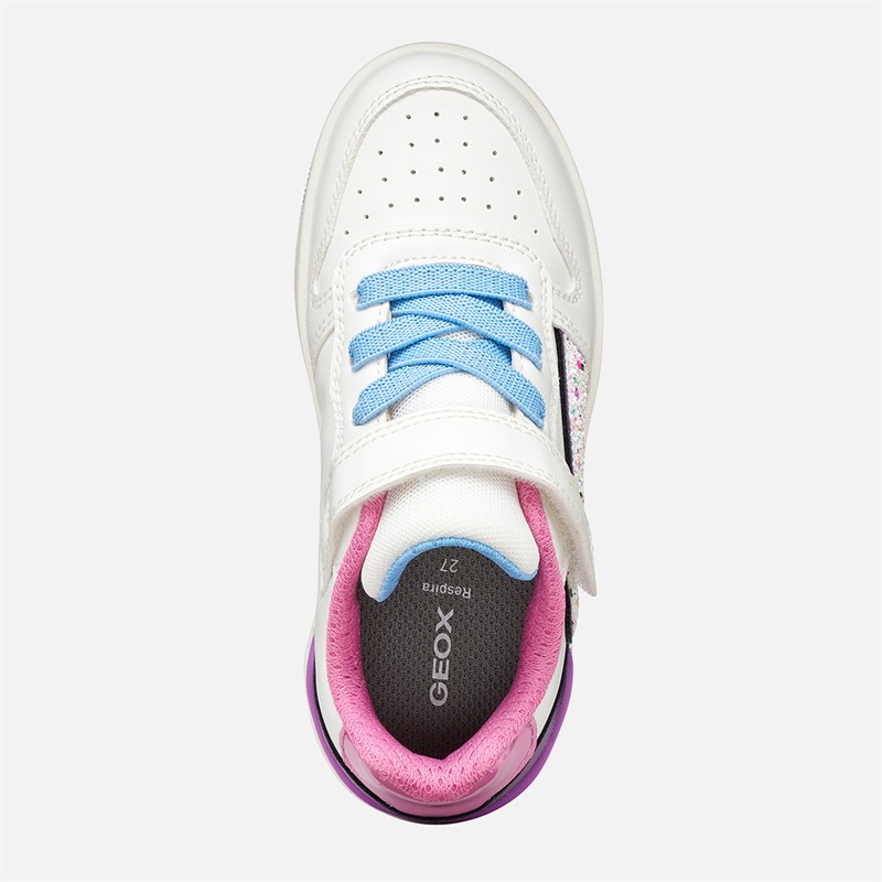GEOX Kleinkind Mädchen Washiba Turnschuhe Weiß/Dunkelviolett Weiß/Dk Purple