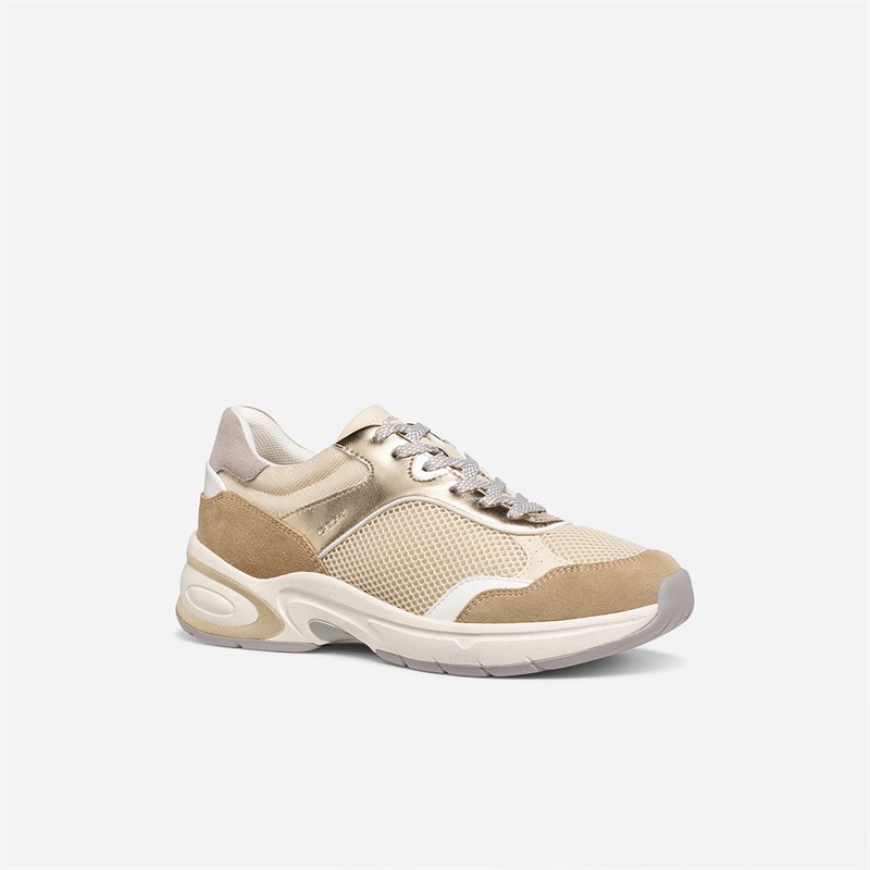 GEOX Damen Zarvia Sportschuhe Papyrus/Weiß