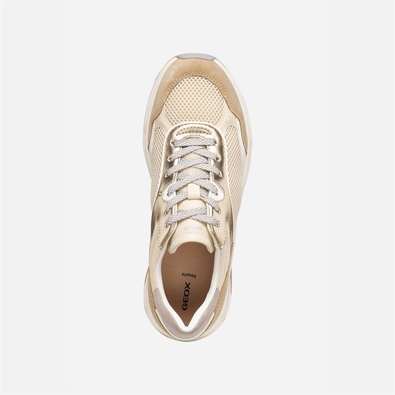 GEOX Damen Zarvia Sportschuhe Papyrus/Weiß
