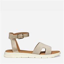 GEOX Damen Dandora Knöchel Riemen Sandalen Hellgold/Hellbraun Lt Gold/Lt Taupe