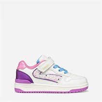 GEOX Junior Mädchen Washiba Turnschuhe Weiß/Dunkelviolett Weiß/Dk Purple