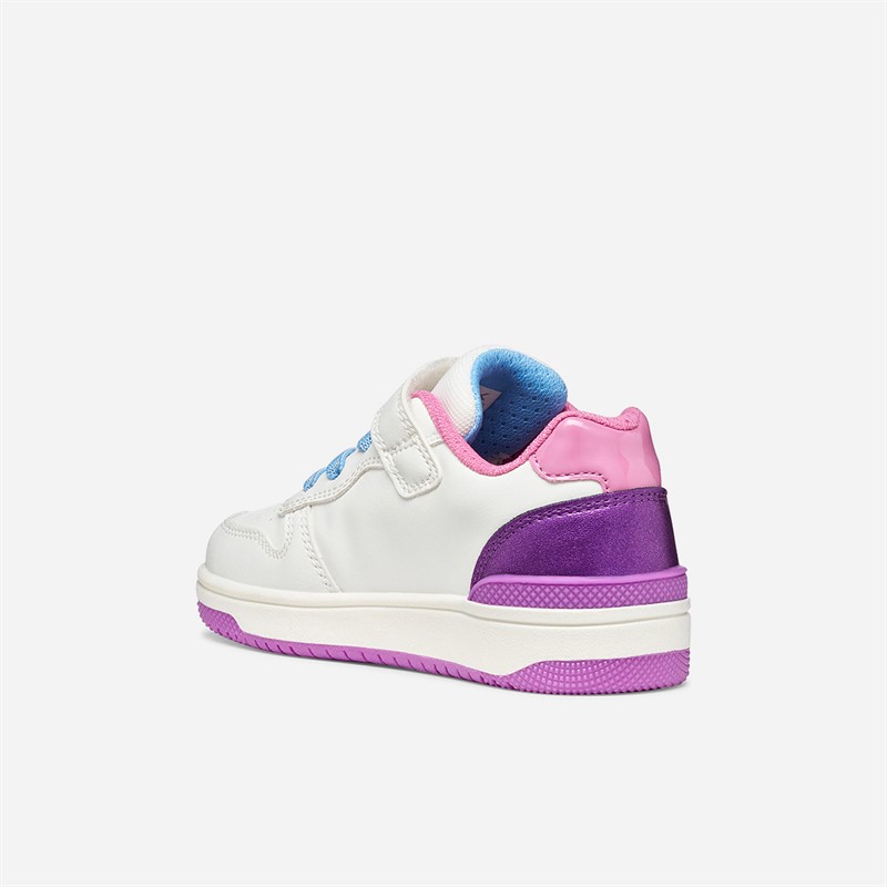 GEOX Junior Mädchen Washiba Turnschuhe Weiß/Dunkelviolett Weiß/Dk Purple