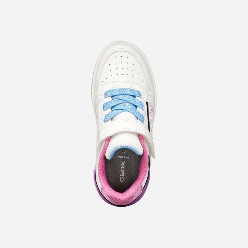 GEOX Junior Mädchen Washiba Turnschuhe Weiß/Dunkelviolett Weiß/Dk Purple