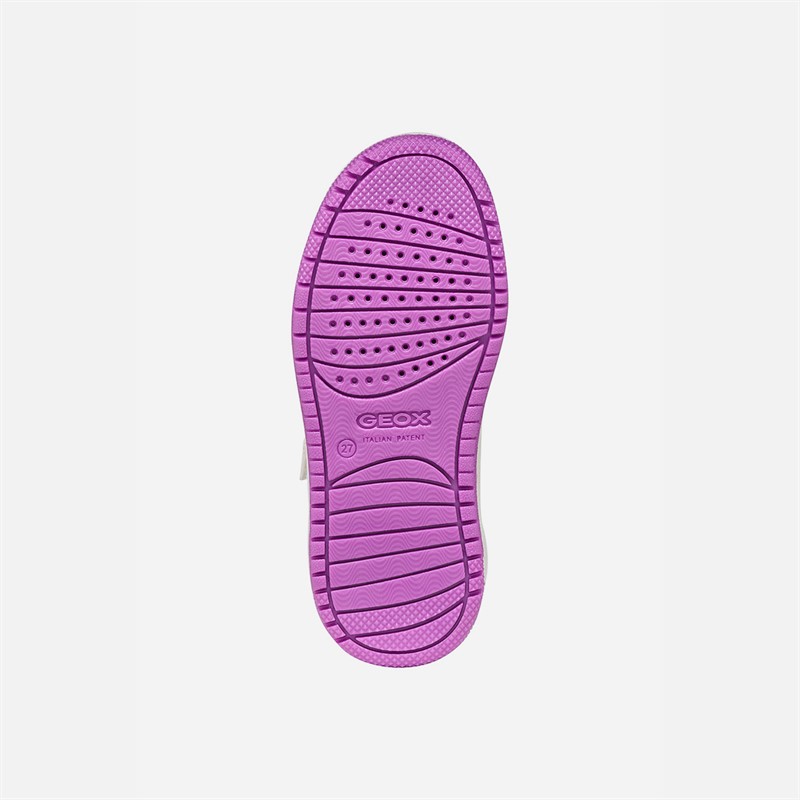 GEOX Junior Mädchen Washiba Turnschuhe Weiß/Dunkelviolett Weiß/Dk Purple