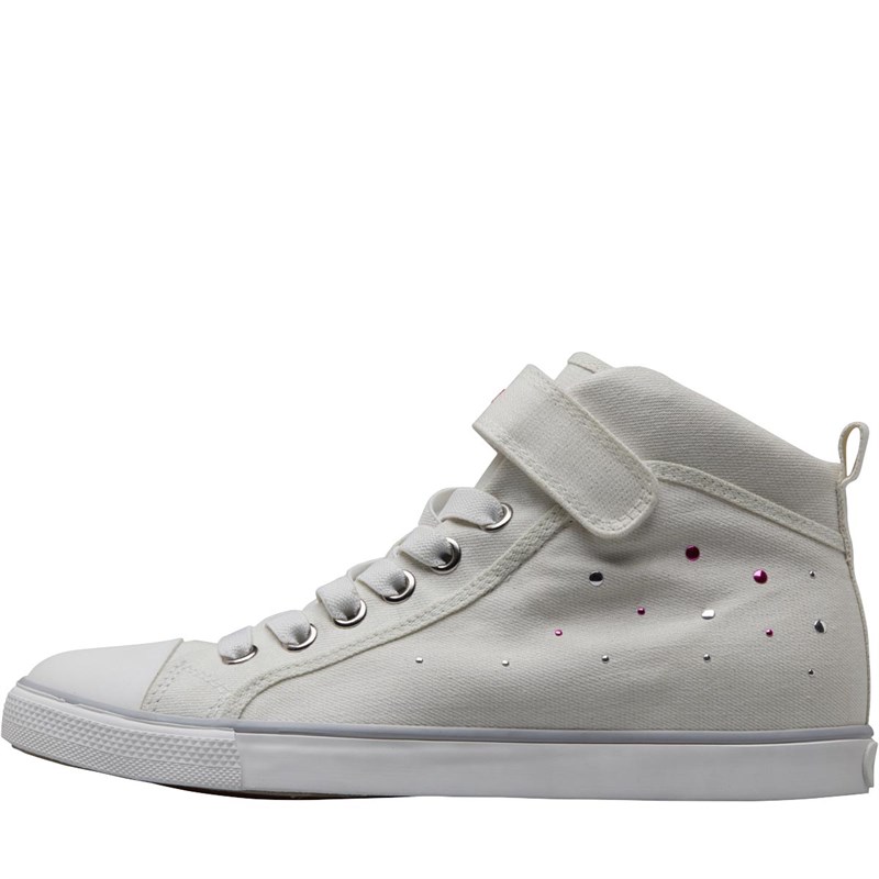 Baskets Hautes Fille Geox Jr Ciak Girl - Toile Et Cuir - Taille Conseillée : Prendre Une Taille En Dessous