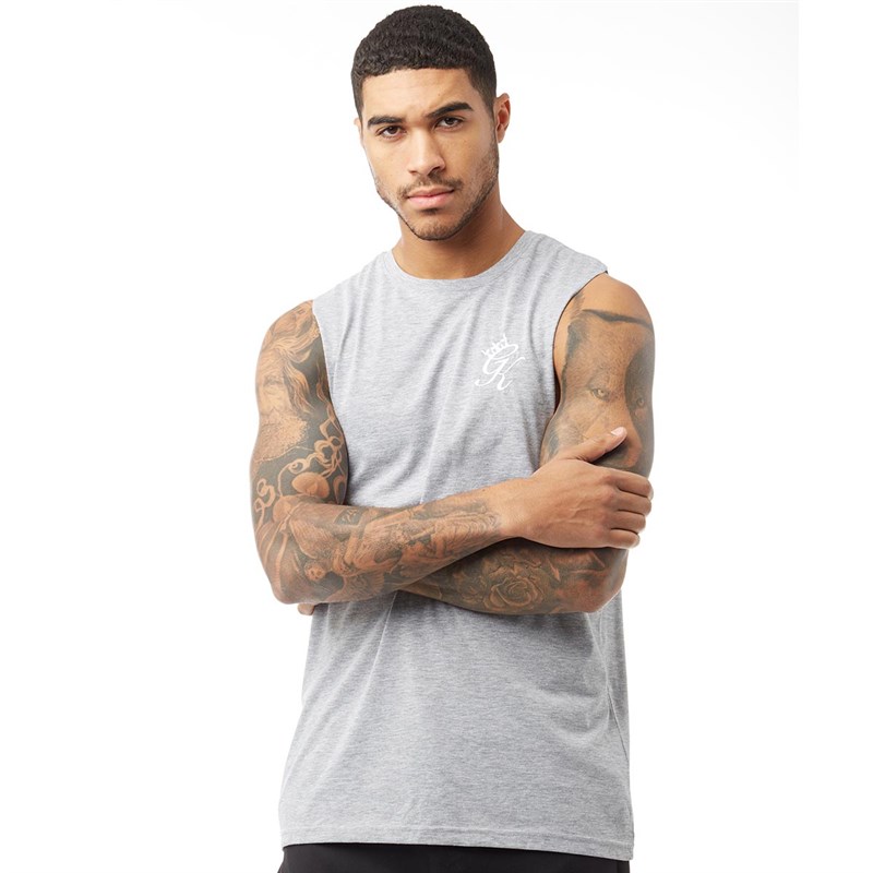 Buy Gym King Mens Stern Cut Off TShirt Grey Marl
