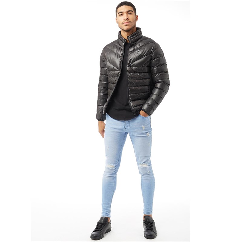 Buy Gym King Mens Reign Quilted Jacket Black