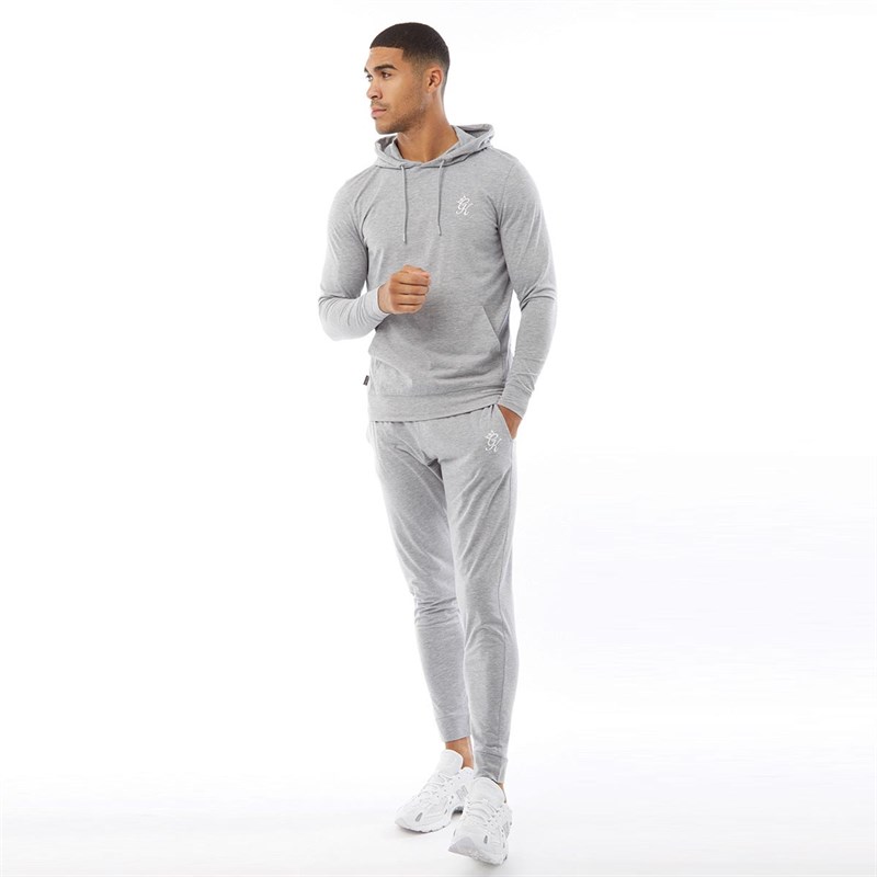 Gym King Mens Lightweight Lounge Overhead Hoodie Grey Marl