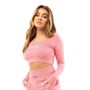 Gym King Womens Sky Script Long Sleeve Crop T-Shirt Hot Pink