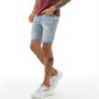 Gym King Mens GK Skinny Denim Shorts Rip And Repair Light Wash 001