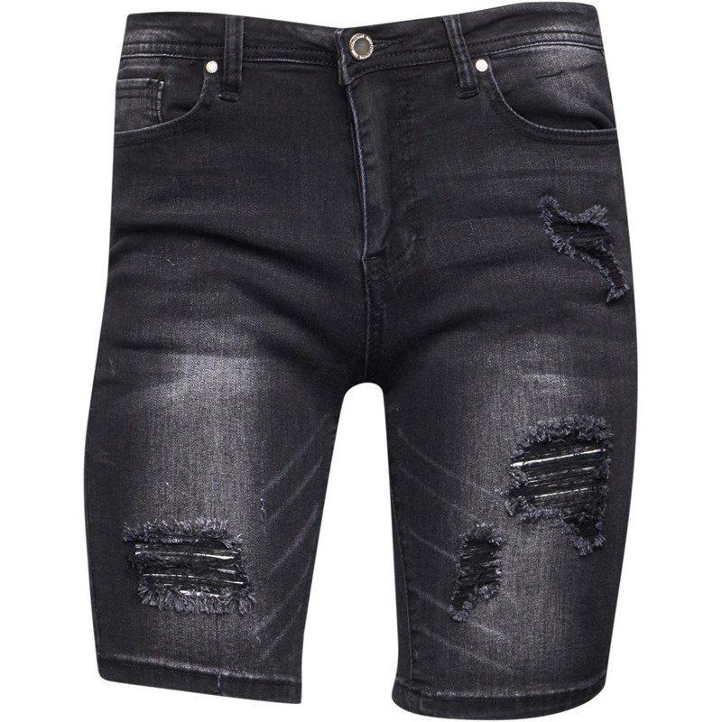 Buy GOOD FOR NOTHING Mens Destroyed Denim Shorts Black