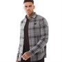 GOOD FOR NOTHING Mens Atkin Long Sleeve Checked Shirt Grey Flannel