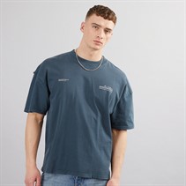 GOOD FOR NOTHING Mens Boxy T-Shirt Navy Garment Dyed