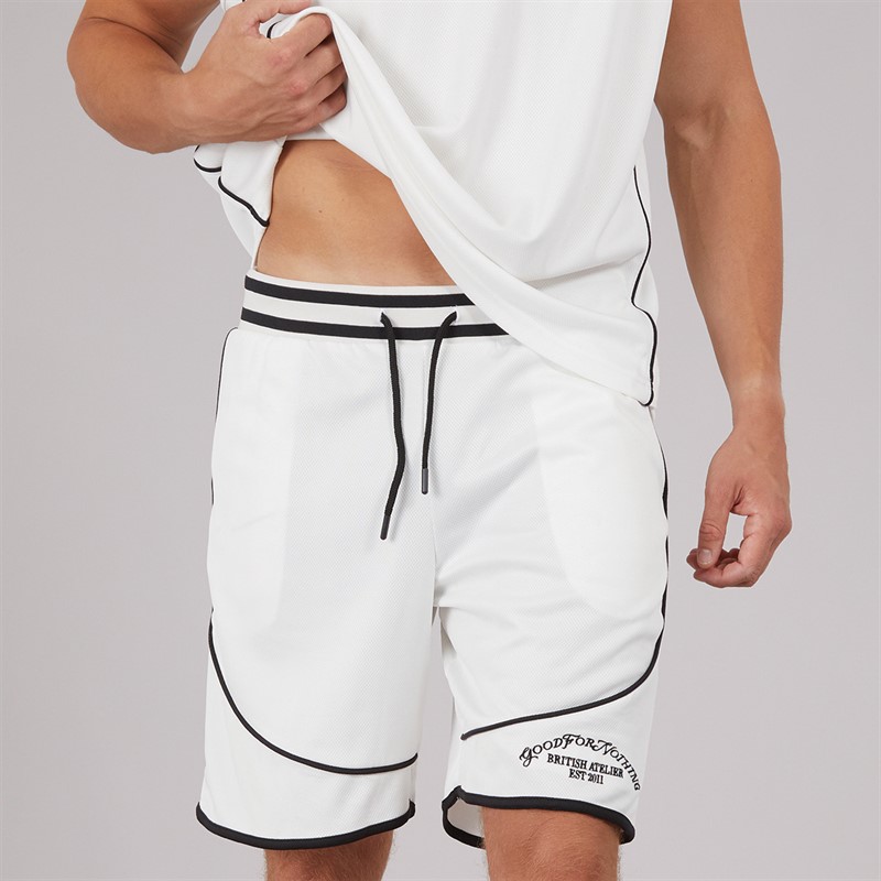 GOOD FOR NOTHING Mens Resort Mesh Shorts White