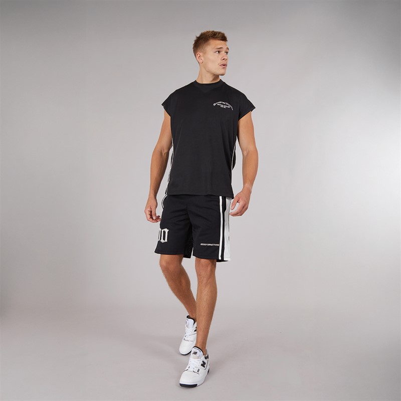 GOOD FOR NOTHING Mens Mesh Football Shorts Black