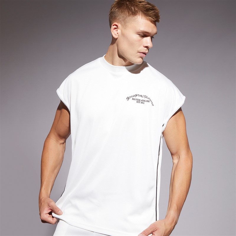 Mens Resort Mesh Vest Off White - Size XXL