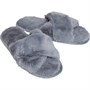 Loungeable Chaussons Mule Fluffy Cross Over Femme Gris