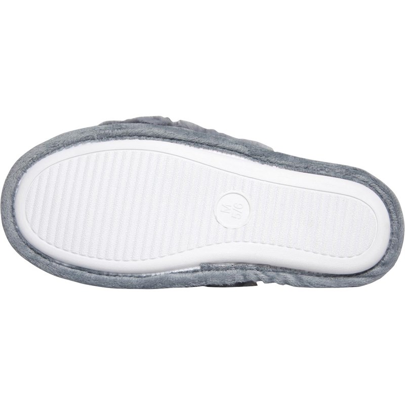 Loungeable Chaussons Mule Fluffy Cross Over Femme Gris