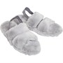 Loungeable Chaussons Mule Fluffy Elastic Strap Two Bar Femme Gris