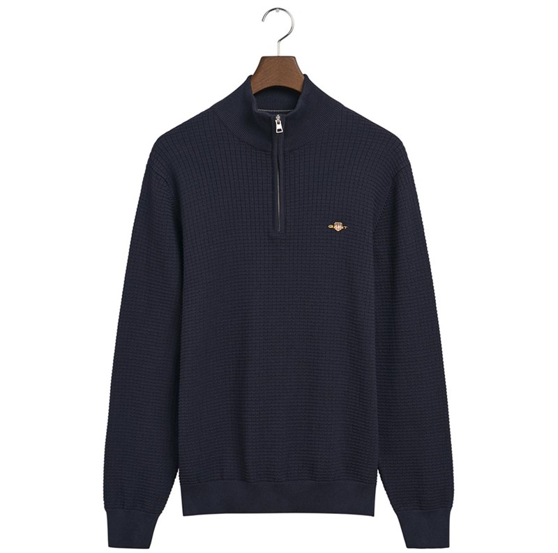 Gant Herre Cotton Texture Trøjer Marineblå