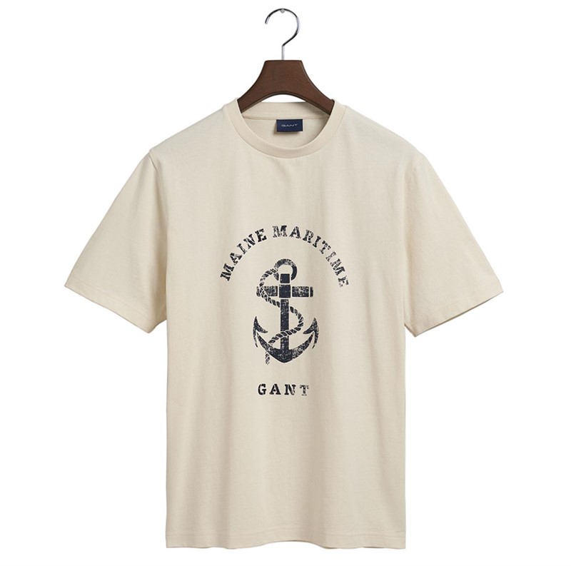 Gant T-Shirts Maritime Homme Ecru