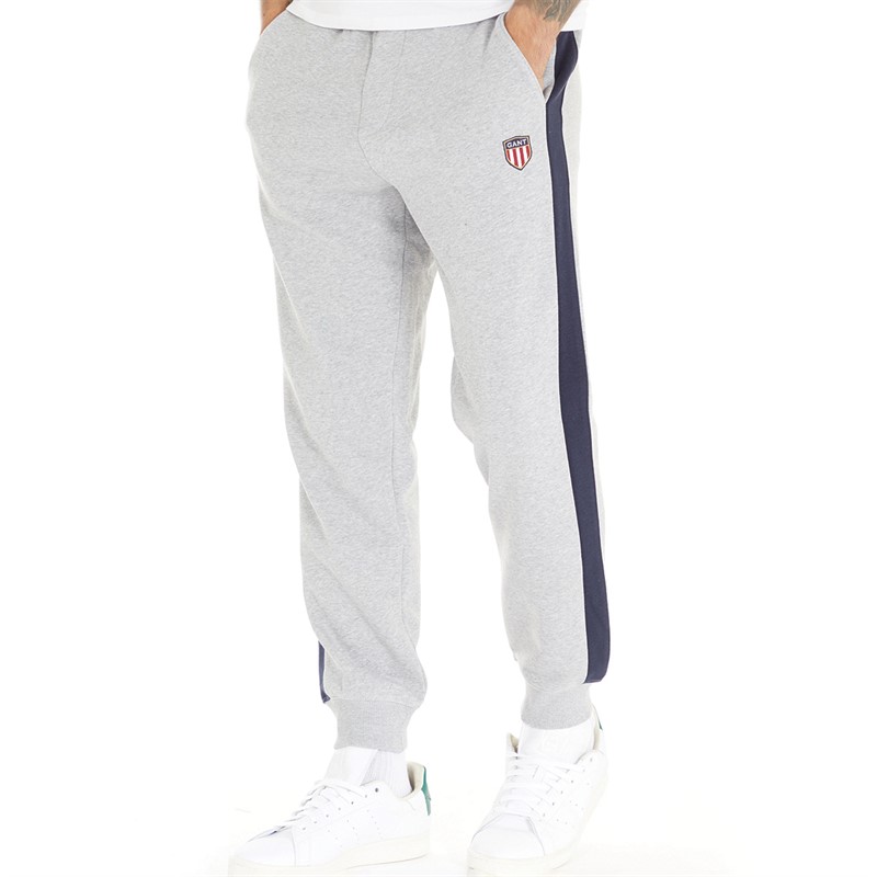 Gant Heren Banner Shield Joggingbroek Gemeleerd Grijs