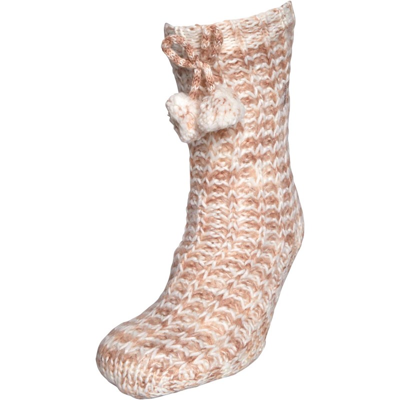 Green Treat Womens Slipper Fleece Lined Pom Socks Rose