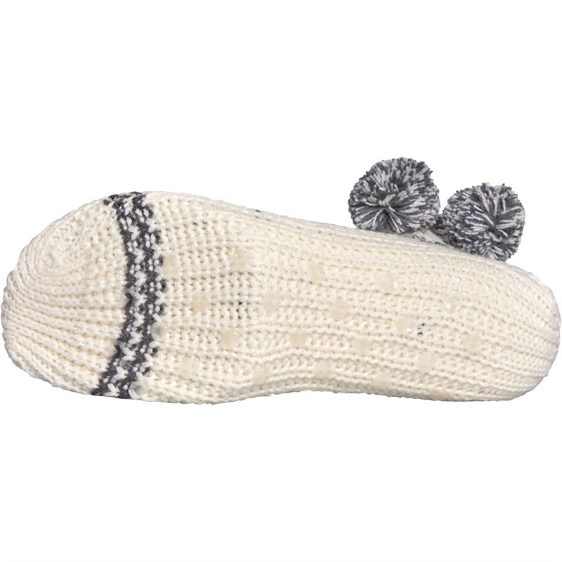 Buy Green Treat Womens Pom Pom Home Socks Marsh Mallow