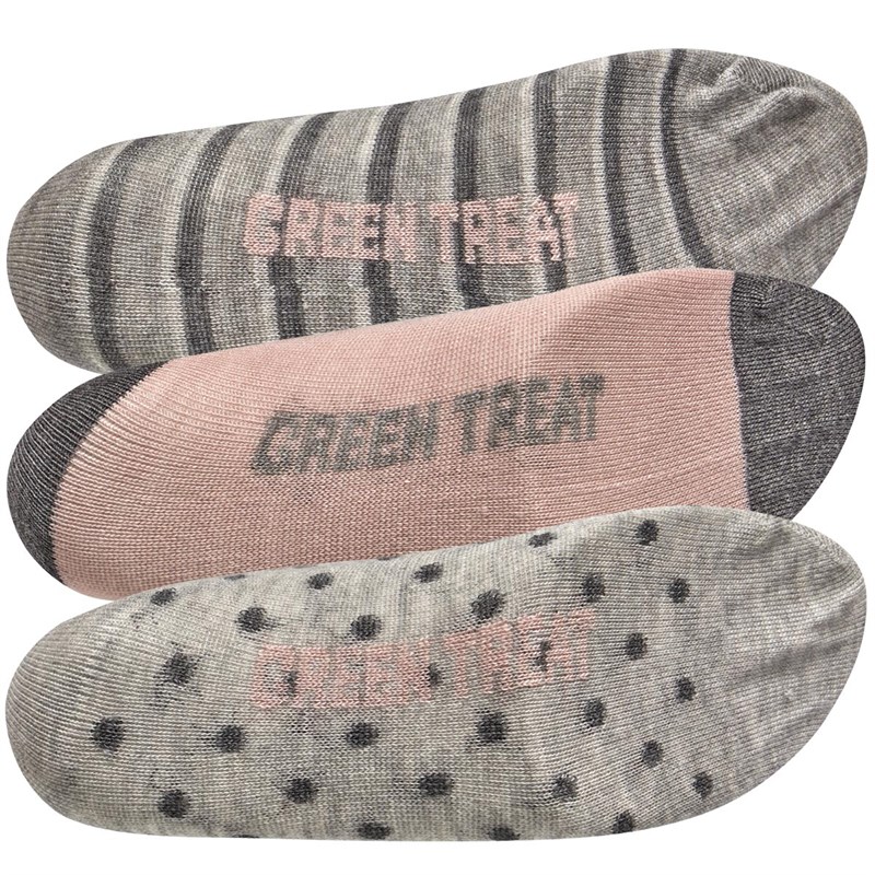 Buy Green Treat Womens Three Pack Ankle Socks Stripe Spot Mono