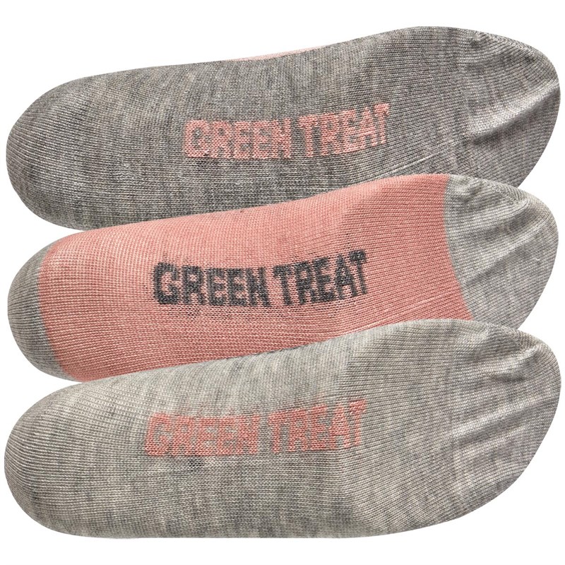 Buy Green Treat Womens Three Pack Ankle Socks Stripe Spot Grey